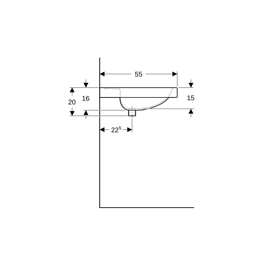 Geberit Preciosa Doppelwaschtisch, Breite 130cm, Tiefe 55cm, ohne Hahnloch, Überlauf... GEBERIT-133220000 4022009010442 (Abb. 9)