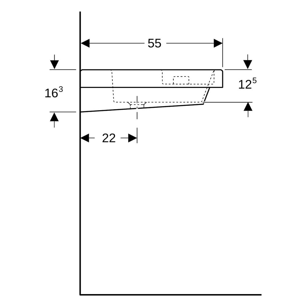 Geberit Bambini Waschtisch mit seitlichem Schwammbecken, 60x16,3x55cm... GEBERIT-162700000 4022009011708 (Abb. 12)