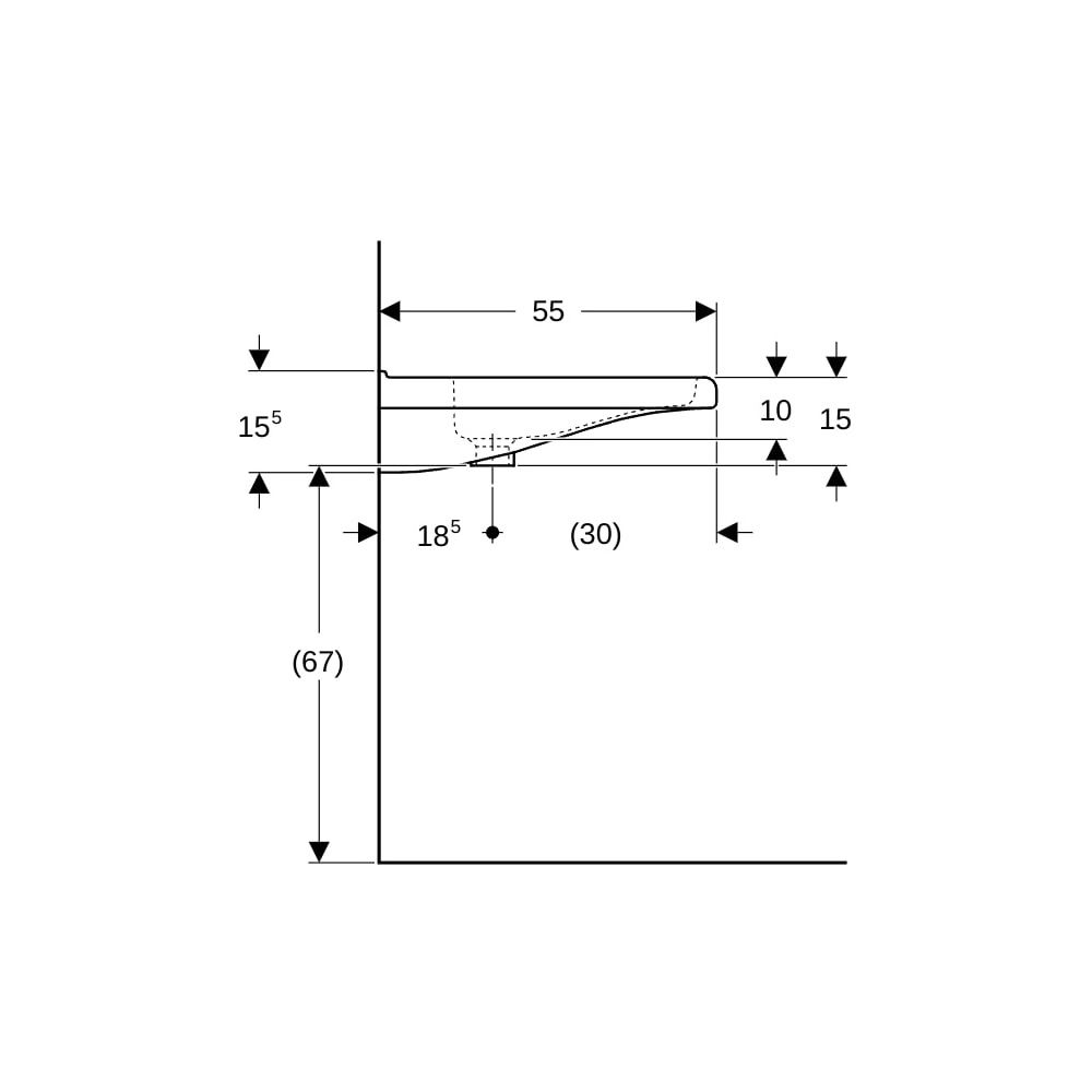 Geberit Renova Comfort Square Waschtisch barrierefrei, Breite 75cm, Tiefe 55cm, ohne... GEBERIT-128576600 4022009351576 (Abb. 9)