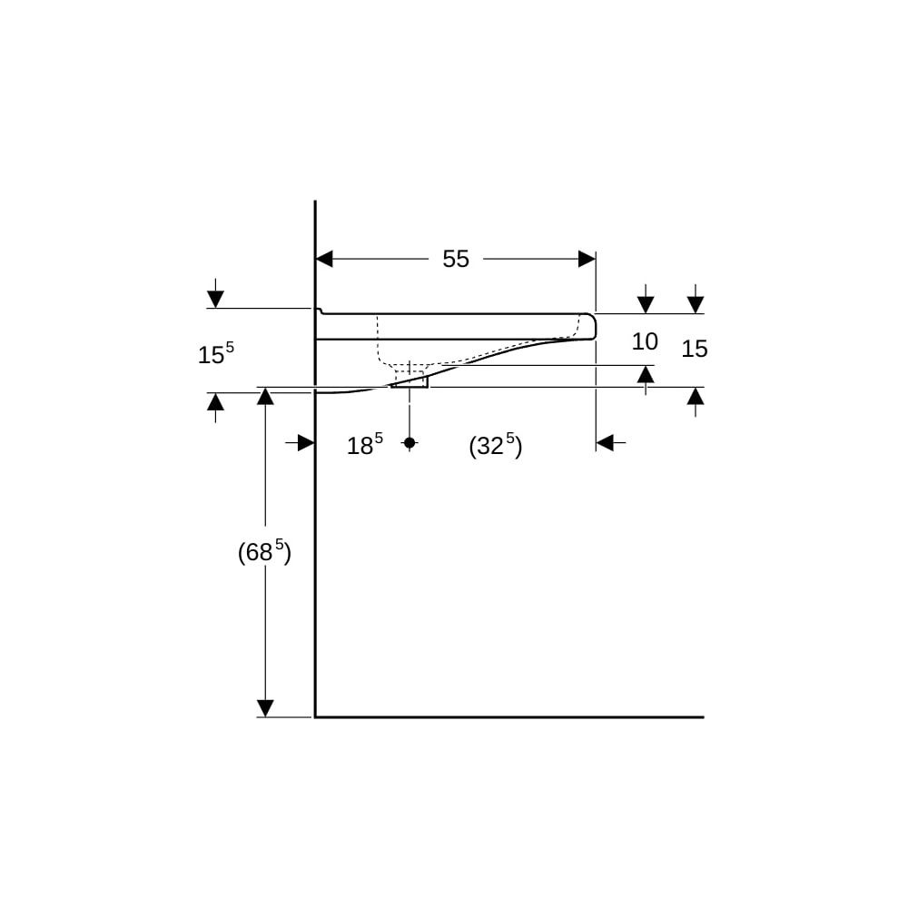 Geberit Renova Comfort Square Waschtisch barrierefrei, Breite 60cm, Tiefe 55cm, ohne... GEBERIT-128661000 4022009317688 (Abb. 9)