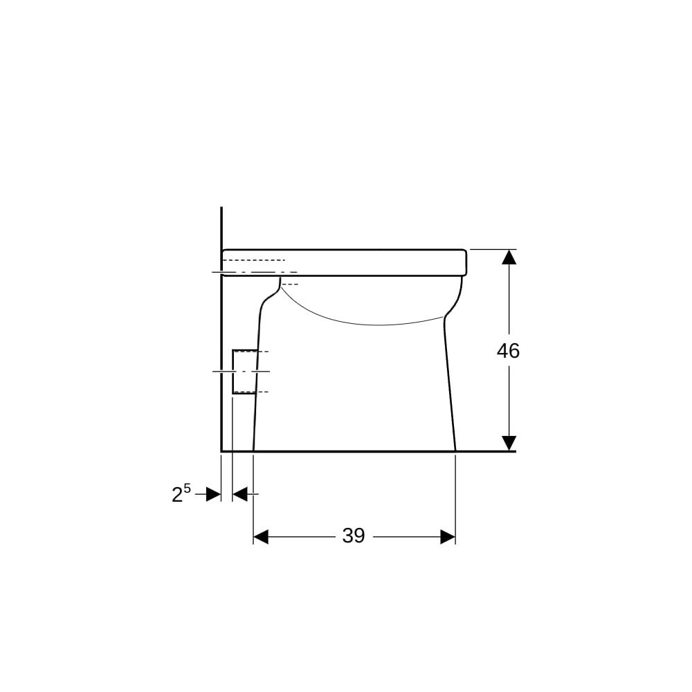 Geberit Renova Comfort Square Stand-WC Tiefspüler, erhöht, H 46cm, teilgeschlossene ... GEBERIT-218500000 4022009312010 (Abb. 9)
