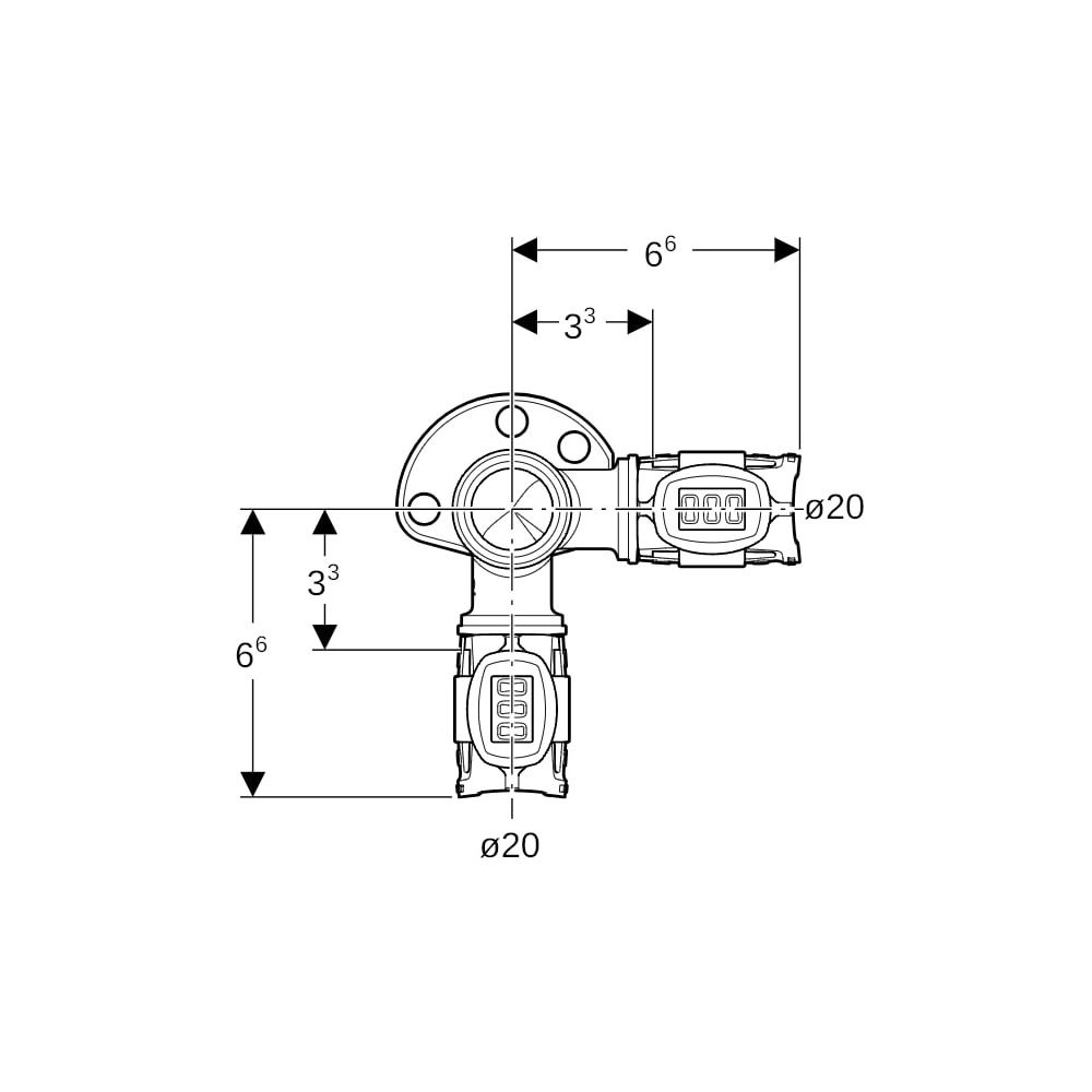 Geberit FlowFit Eckanschlusswinkel 90 Grad Bleifreier, d 20mm, Rp 1/2″, Länge 5,2cm,... GEBERIT-620921001 4025416631644 (Abb. 7)