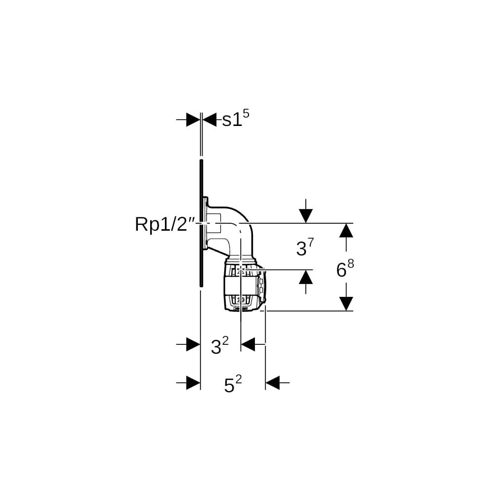 Geberit FlowFit Set Anschlusswinkel 90 Grad zweifach Bleifreier, d 20mm, Rp 1/2″, L1... GEBERIT-619621001 4025416602323 (Abb. 7)