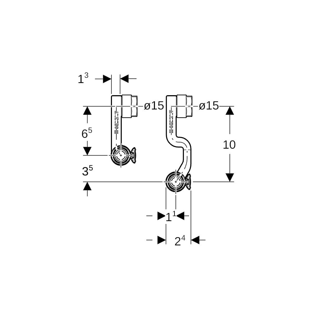 Geberit FlowFit Set Anschluss-T-Stücke für Vor-/Rücklauf, mit Anschlussverschraubung... GEBERIT-619440222 4025410076625 (Abb. 5)
