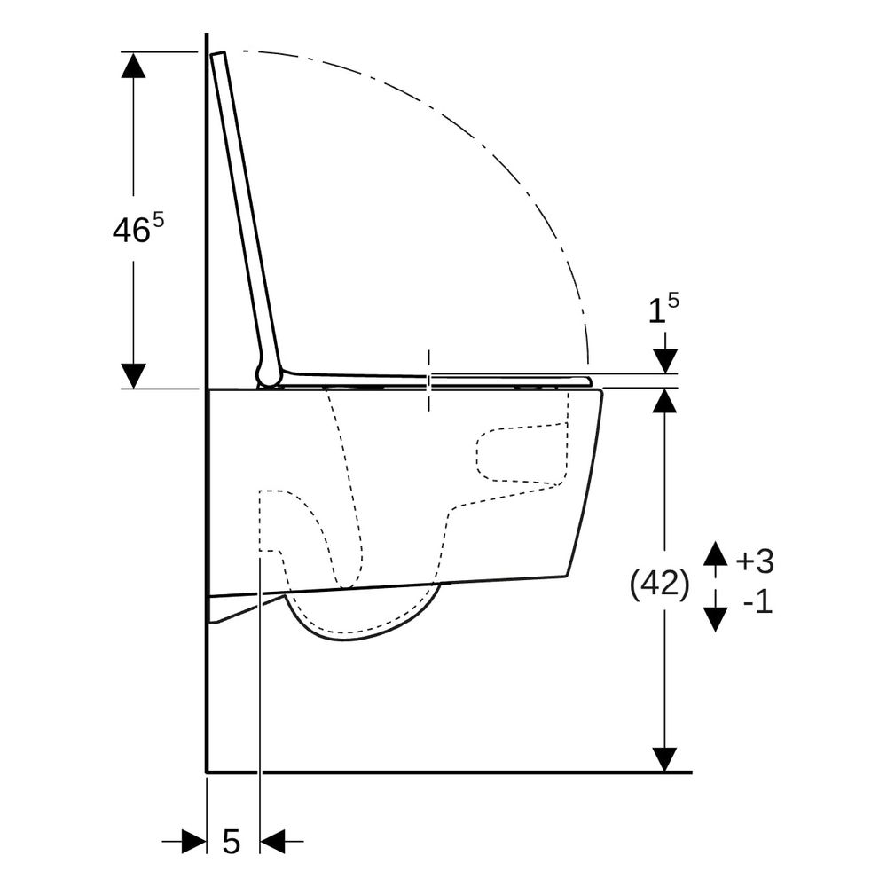 Geberit ONE Set Wand-WC Tiefspüler, geschlossene Form, TurboFlush, mit WC-Sitz, Wei... GEBERIT-500201011 4025416301653 (Abb. 14)
