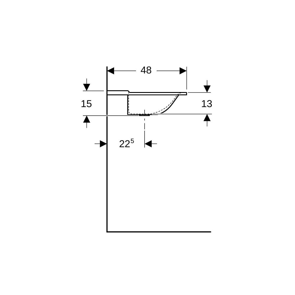 Geberit Xeno2 Möbelwaschtisch, Breite 140cm, Tiefe 48cm, ohne Hahnloch, ohne Überlau... GEBERIT-500276001 4025416383215 (Abb. 9)
