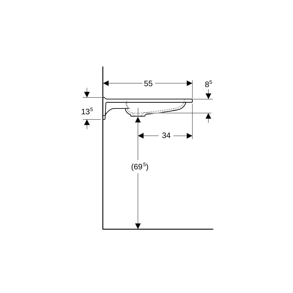 Geberit Publica Waschtisch eckiges Design, Ausschnitten, barrierefrei, B 70cm T 55c... GEBERIT-501043111 4025410753588 (Abb. 11)