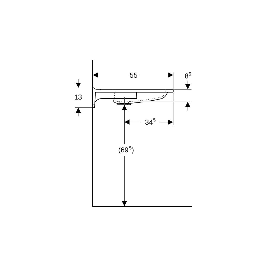 Geberit Publica Waschtisch rundes Design, Ausschnitten, barrierefrei, B 60cm T 55cm... GEBERIT-501041001 4025410754011 (Abb. 11)