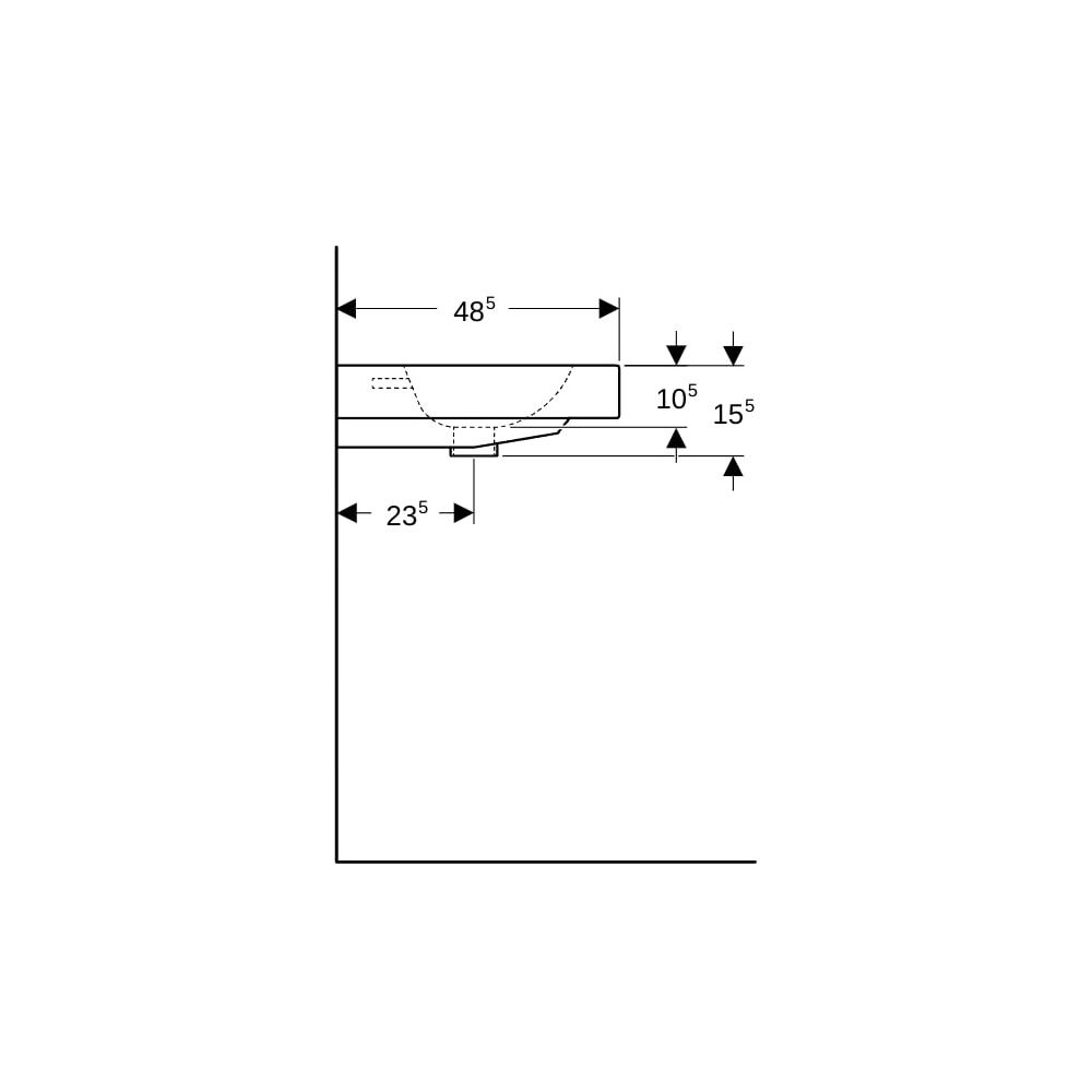 Geberit iCon Aufsatzwaschtisch, Breite 60cm, Tiefe 48,5cm, Hahnloch mittig, Überlauf... GEBERIT-124560000 4022009333411 (Abb. 9)