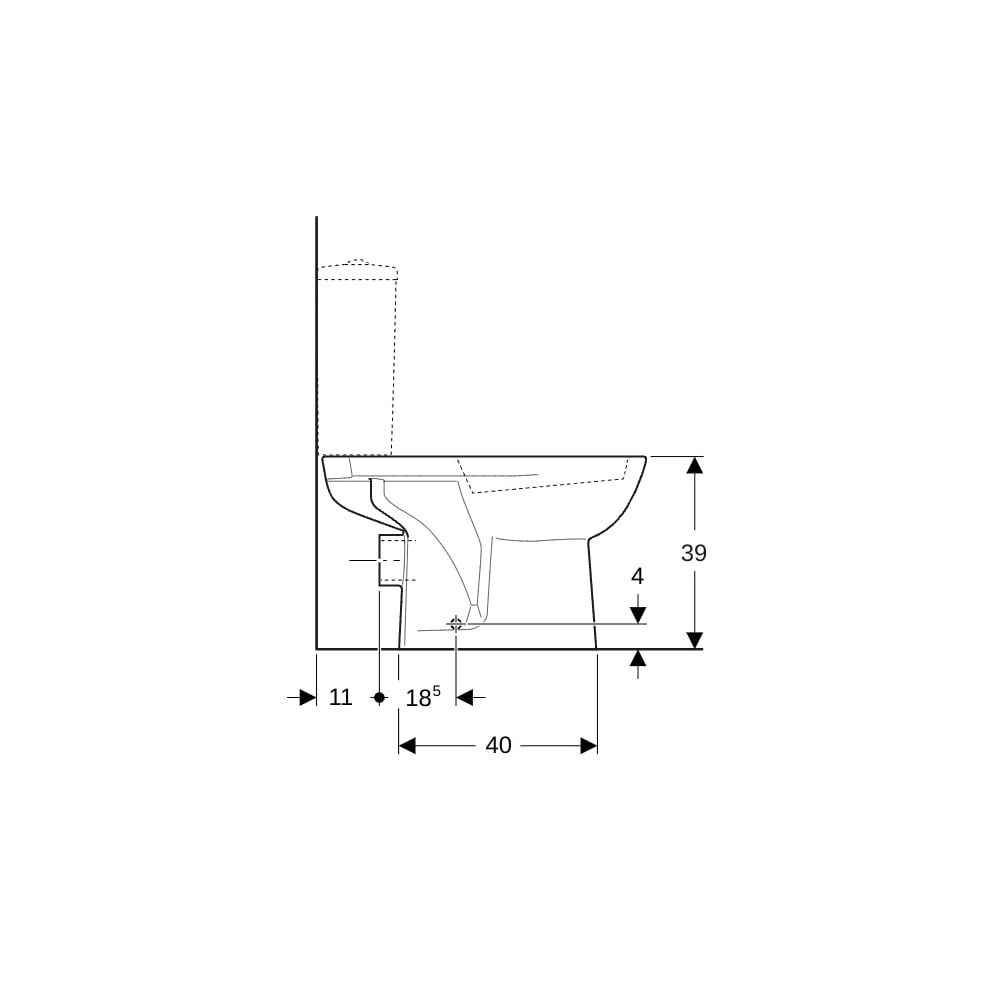 Geberit Renova Stand-WC für Aufputzspülkasten aufgesetzt, Tiefspüler, Abgang horizon... GEBERIT-203820600 4022009353723 (Abb. 9)