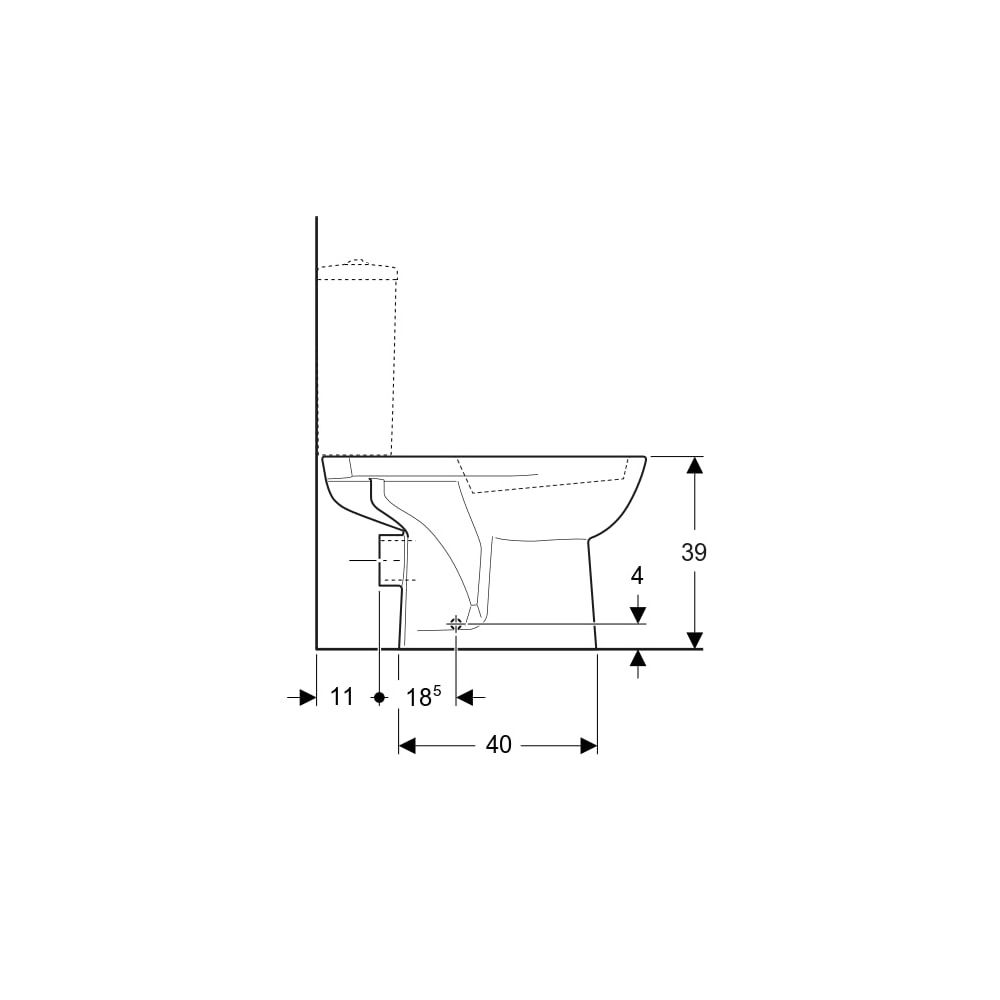 Geberit Renova Stand-WC für Aufputzspülkasten aufgesetzt, Tiefspüler, Abgang horizon... GEBERIT-203820000 4022009353631 (Abb. 9)