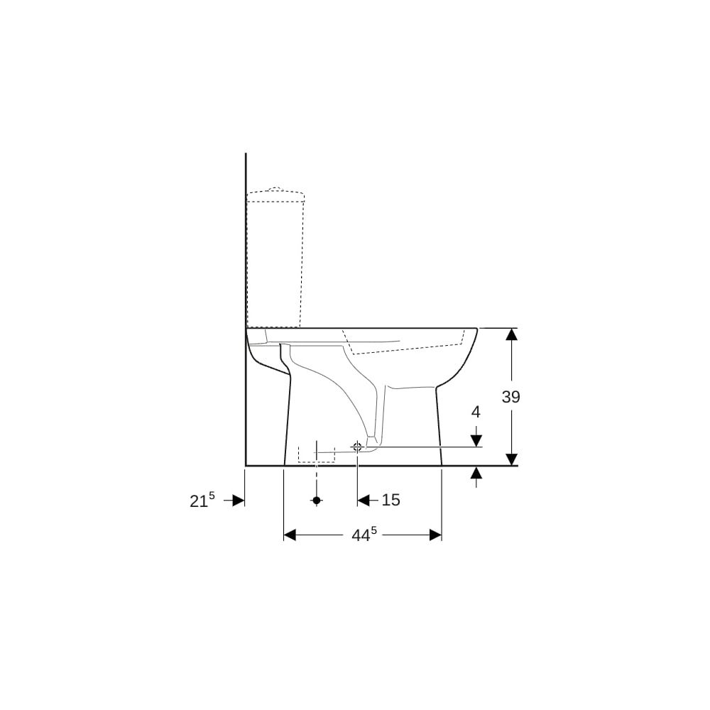 Geberit Renova Stand-WC für Aufputzspülkasten aufgesetzt, Tiefspüler, Abgang vertika... GEBERIT-203821000 4022009353648 (Abb. 9)