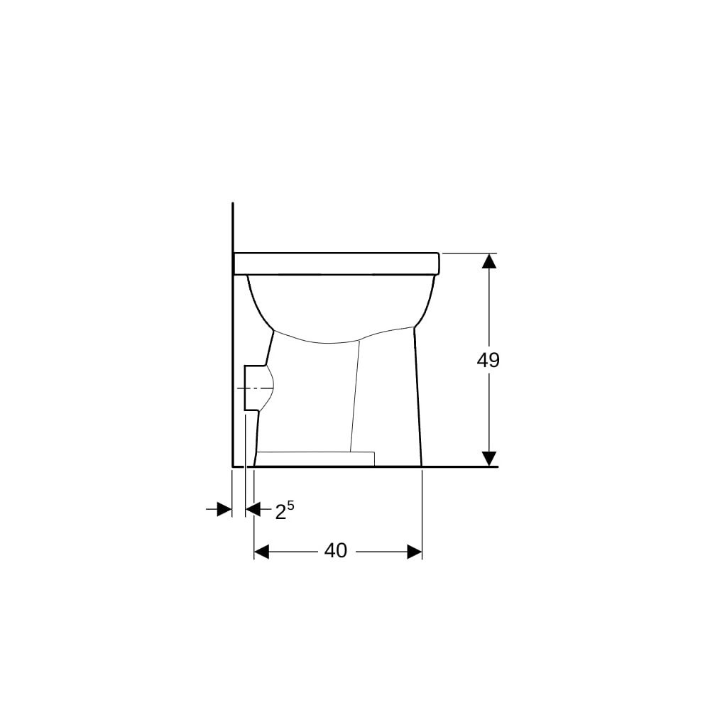 Geberit Renova Comfort Stand-WC Flachspüler, erhöht, Höhe 49cm, Abgang horizontal T... GEBERIT-218520600 4022009353679 (Abb. 10)