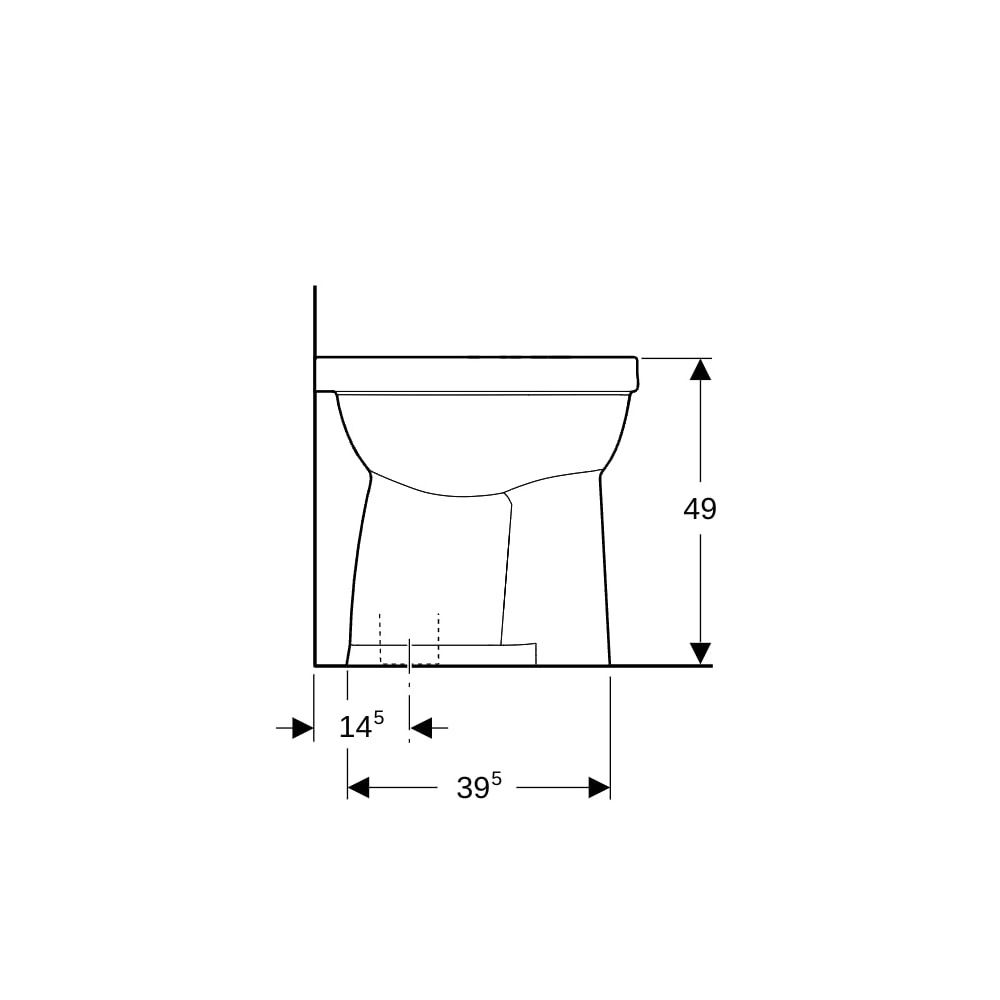 Geberit Renova Comfort Stand-WC Flachspüler, erhöht, Höhe 49cm, Abgang vertikal Tie... GEBERIT-218521000 4022009353686 (Abb. 10)