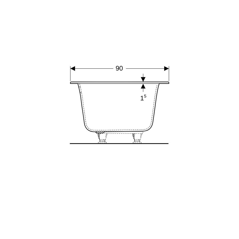 Geberit Soana Rechteckbadewanne schmaler Rand, Duo 190x90cm, Gesamtvolumen 271l... GEBERIT-554008011 4022009355413 (Abb. 9)