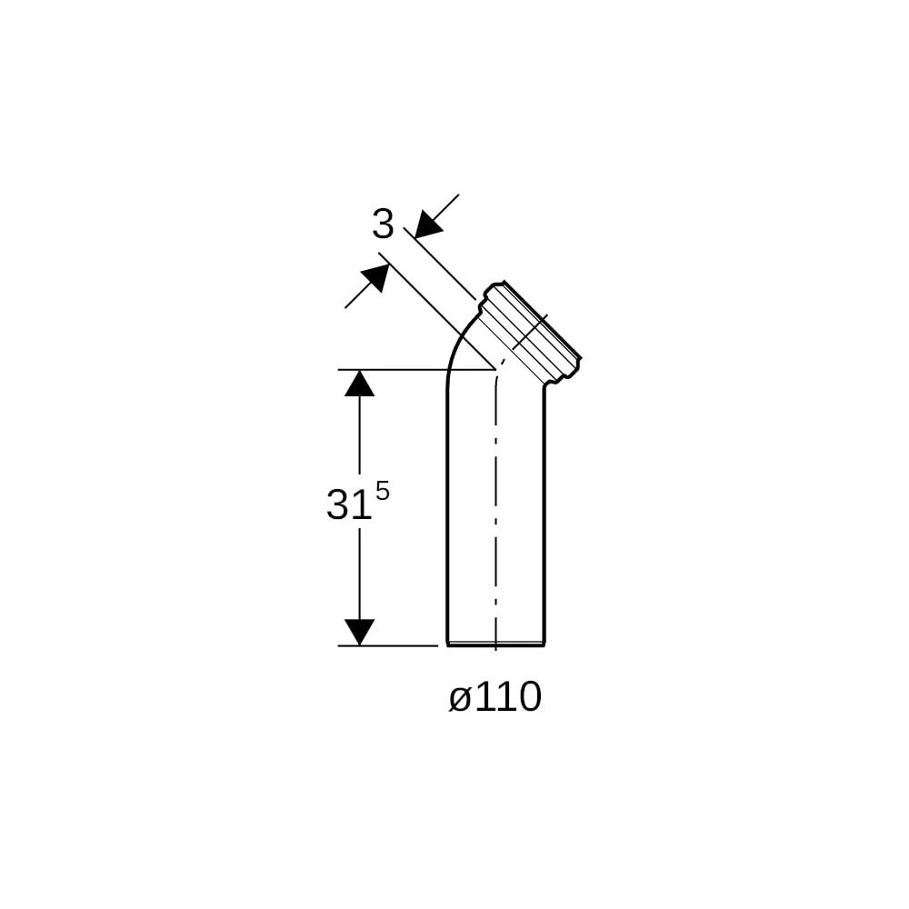 Geberit Anschlussbogen 45 Grad Außendurchmesser 110mm, Alpinweiß... GEBERIT-152611111 4025416019145 (Abb. 5)