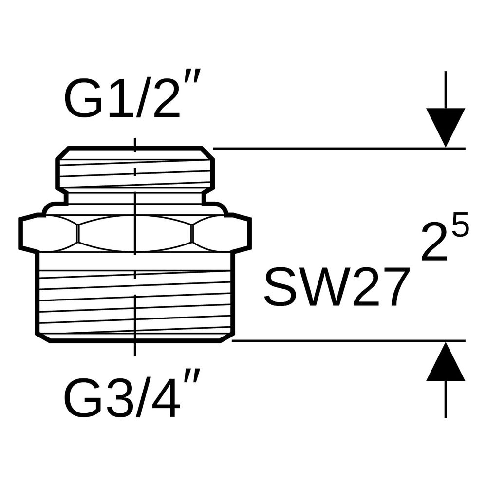 Geberit Übergang Eurokonus, mit Außengewinde CW617N, G 3/4", G1 1/2", 641512001... GEBERIT-641512001 4025416128243 (Abb. 7)