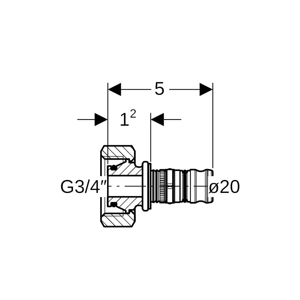 Geberit Mepla Verteilerabgang für Eurokonus, d 20mm, G 3/4″, Rotguss bleifrei... GEBERIT-602623005 4025416829768 (Abb. 5)