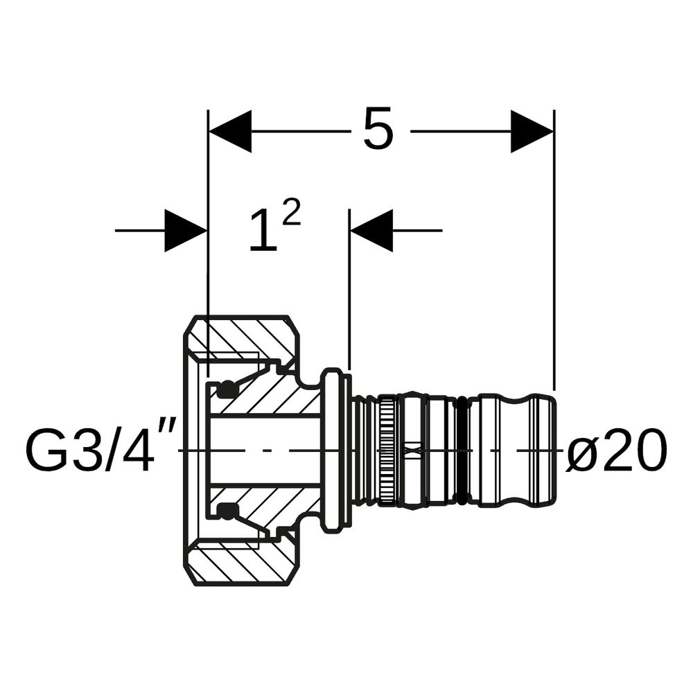 Geberit Mepla Verteilerabgang für Eurokonus, d 20mm, G 3/4″, Rotguss bleifrei... GEBERIT-602623005 4025416829768 (Abb. 6)
