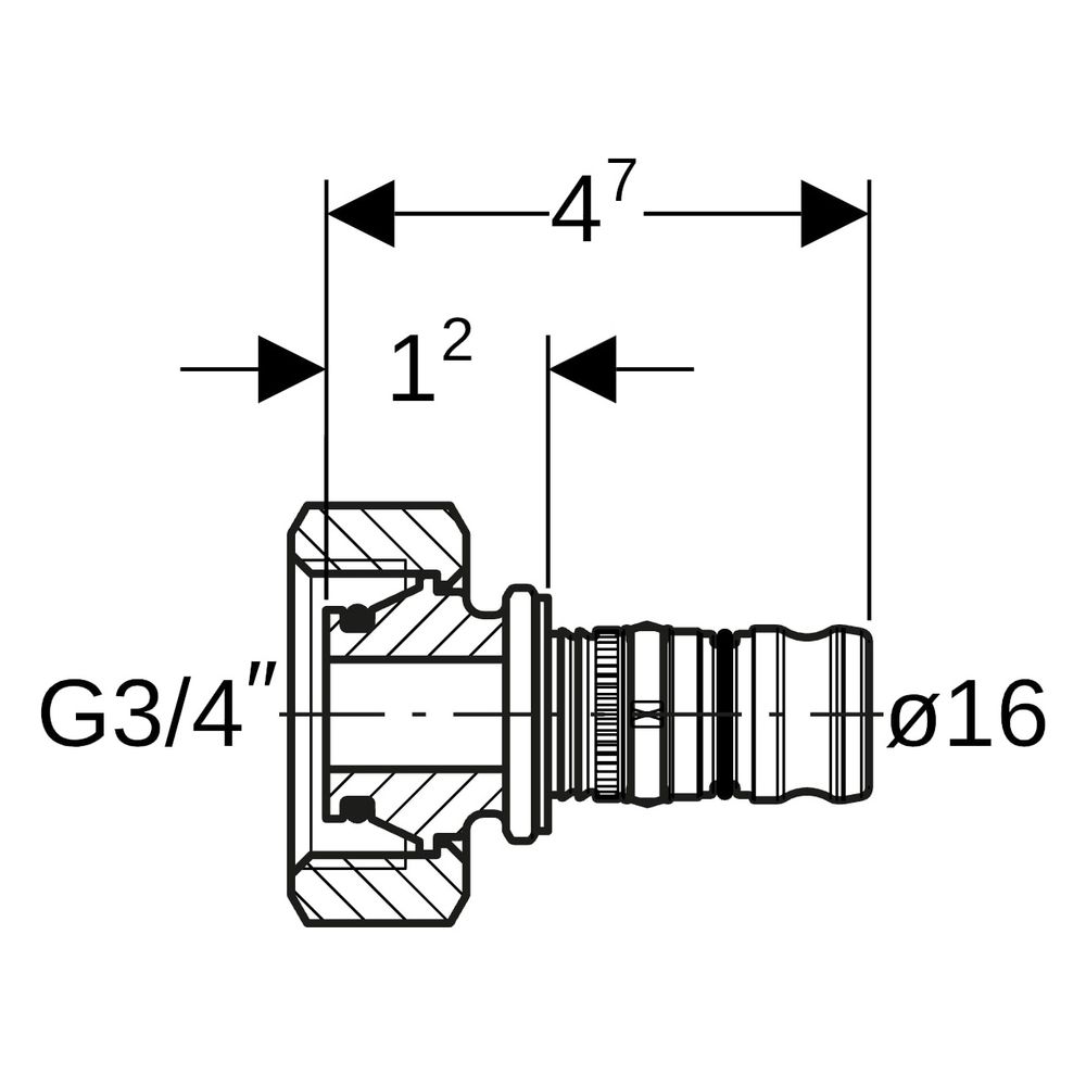 Geberit Mepla Verteilerabgang für Eurokonus, D 16mm, G 3/4", Messing/bleifreie Siliz... GEBERIT-611623005 4025416802792 (Abb. 4)