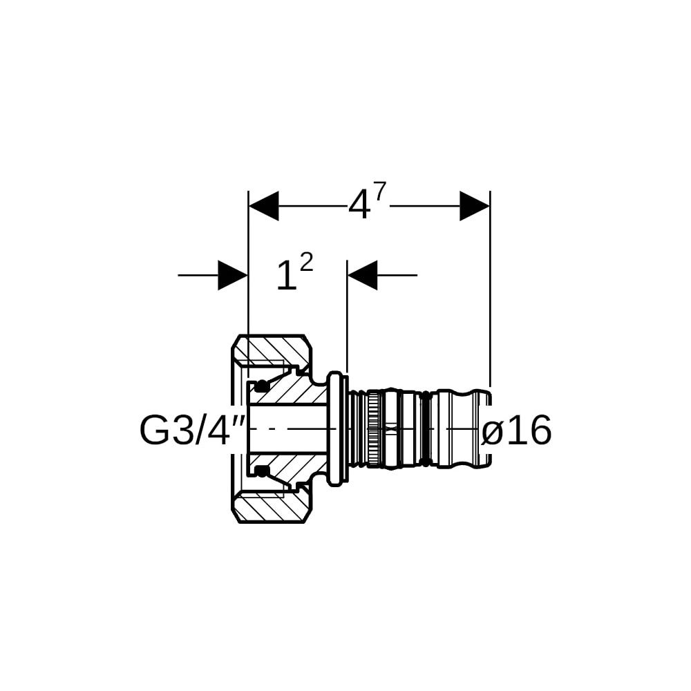 Geberit Mepla Anschluss für Eurokonus, mit Überwurfmutter CW617N, d 16mm, G 3/4″, ve... GEBERIT-611623225 4025416553427 (Abb. 5)