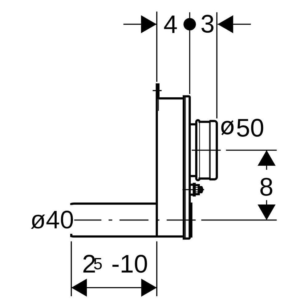 Geberit Urinalsiphon Abgang horizontal, mit Sonde Außendurchmesser 40mm, Alpinweiß... GEBERIT-152934111 4025416148555 (Abb. 9)