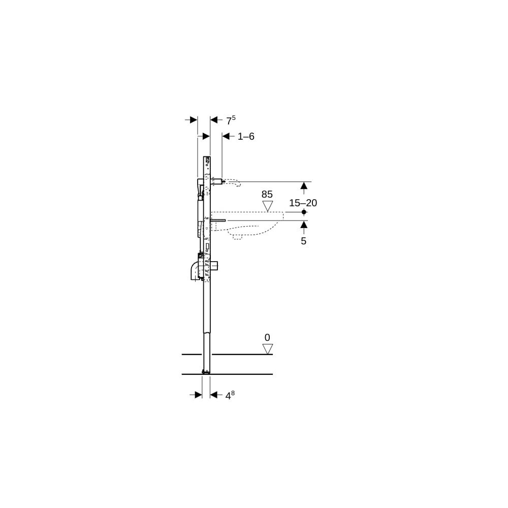 Geberit Duofix Element für Waschtisch, 112-130cm, ONE Wandarmatur mit UP-Funktionsbo... GEBERIT-111069002 4064746029080 (Abb. 5)