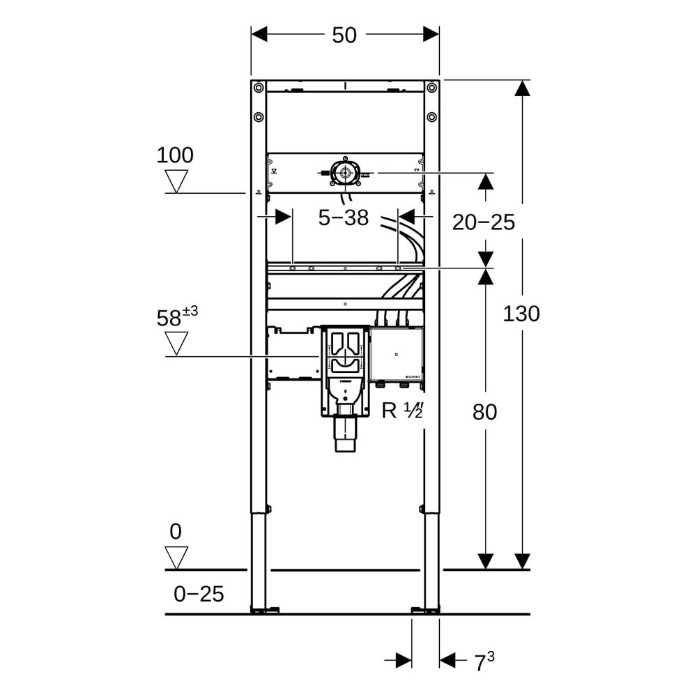 Geberit Duofix Element für Waschtisch, 130cm, elektronische Wandarmatur mit UP-Funkt... GEBERIT-111561002 4064746030475 (Abb. 8)
