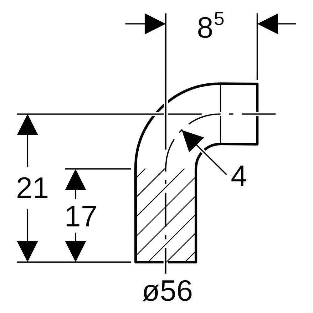 Geberit PE Bogen mit langem Schenkel 88,5 Grad, Außendurchmesser 56mm, 363051161... GEBERIT-363051161 4025416152781 (Abb. 6)