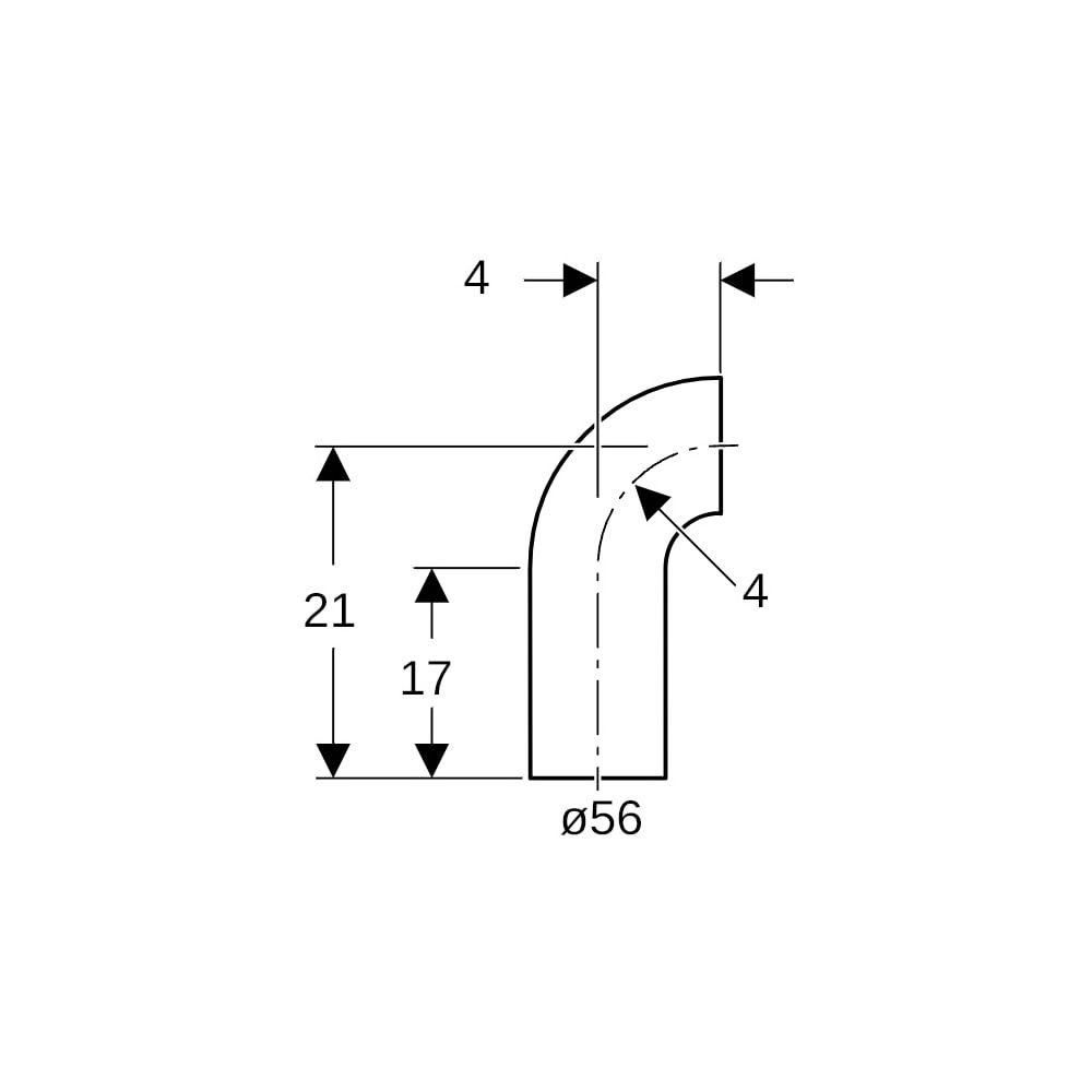 Geberit PE Bogen mit langem Schenkel 90 Grad, Außendurchmesser 56mm... GEBERIT-363055161 4025416024323 (Abb. 5)