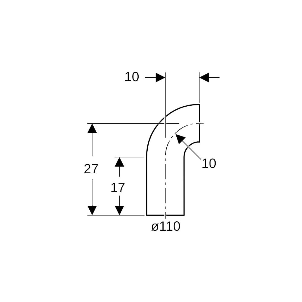 Geberit PE Bogen mit langem Schenkel 90 Grad, Außendurchmesser 110mm... GEBERIT-367055161 4025416030591 (Abb. 5)