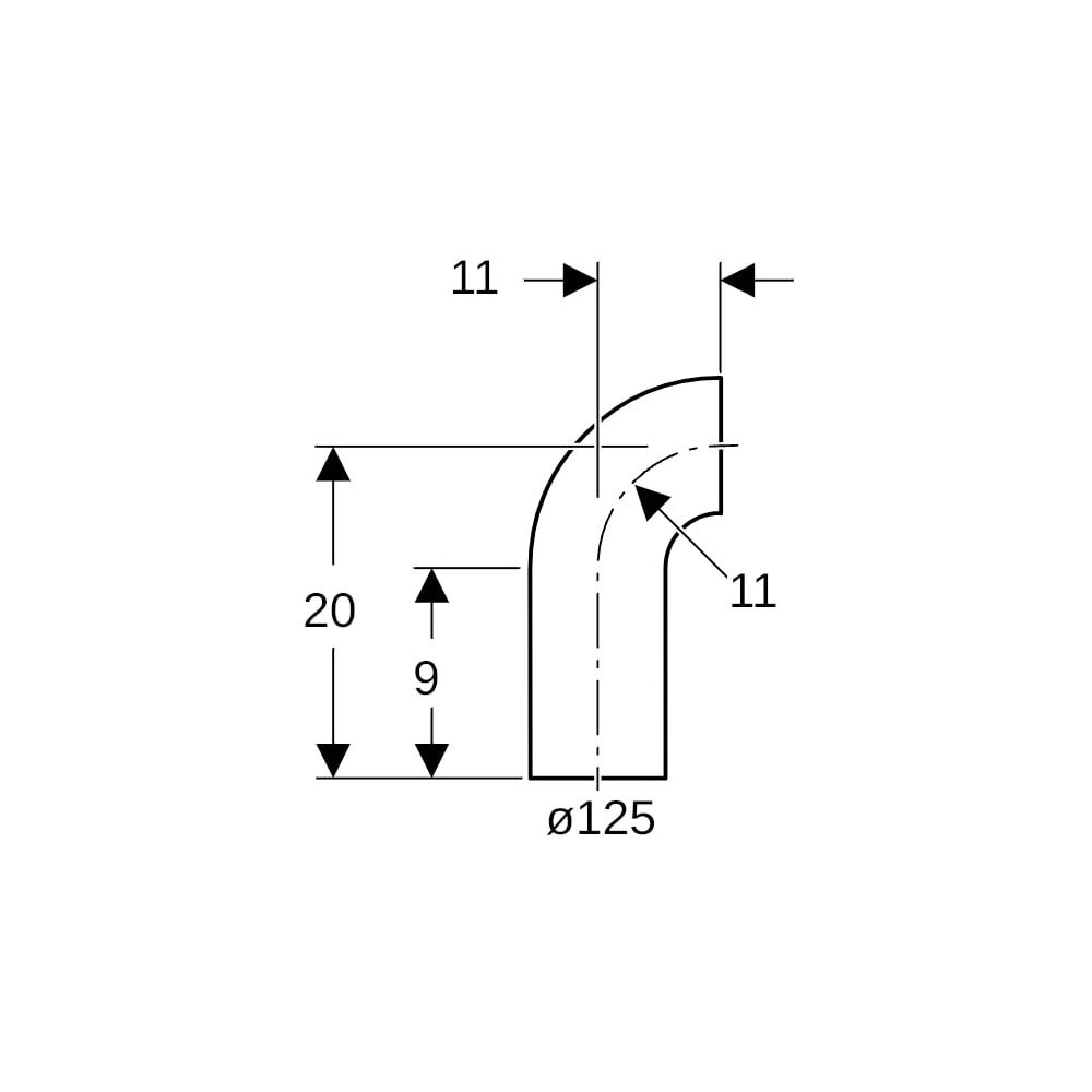 Geberit PE Bogen mit langem Schenkel 90 Grad, Außendurchmesser 125mm... GEBERIT-368055161 4025416033424 (Abb. 5)