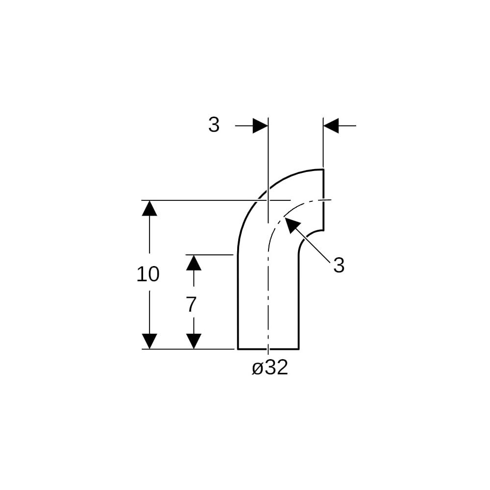 Geberit PE Bogen mit langem Schenkel 90 Grad, Außendurchmesser 32mm... GEBERIT-379055161 4025416037057 (Abb. 5)