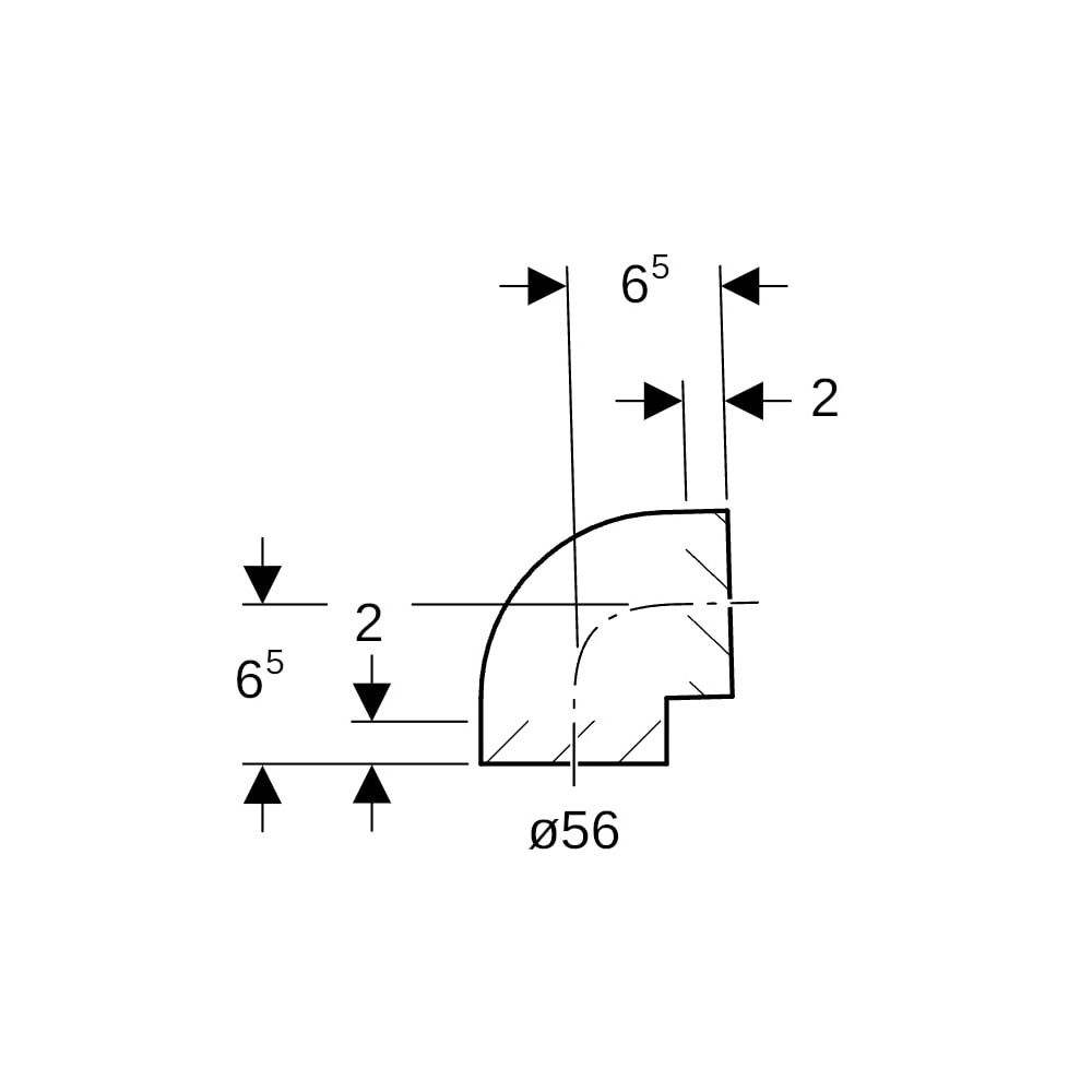 Geberit PE Bogen 88,5 Grad, Außendurchmesser 56mm... GEBERIT-363088161 4025416024521 (Abb. 5)