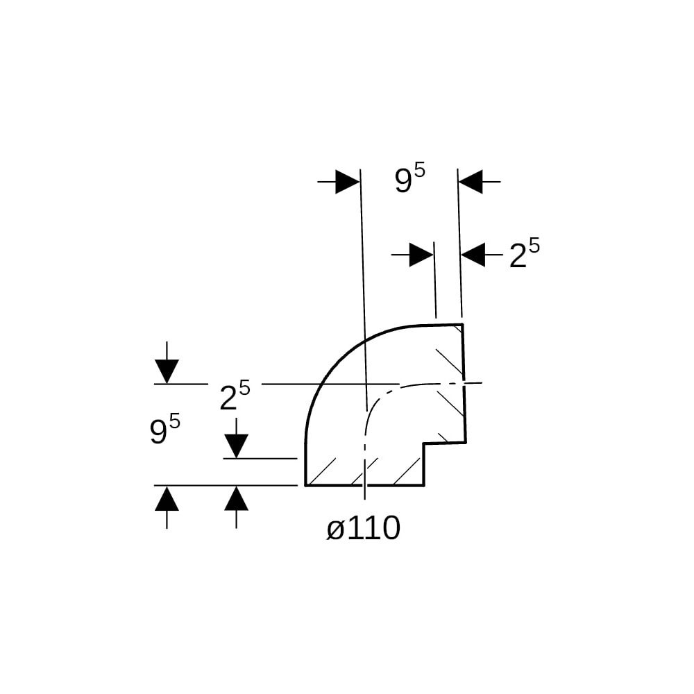 Geberit PE Bogen 88,5 Grad, Außendurchmesser 110mm... GEBERIT-367088161 4025416030638 (Abb. 5)