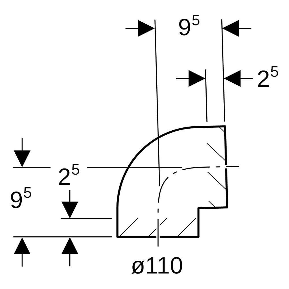 Geberit Bogen 88,5 Grad, DN 100, 110mm, PE-HD, Schwarz, 367088161... GEBERIT-367088161 4025416030638 (Abb. 6)