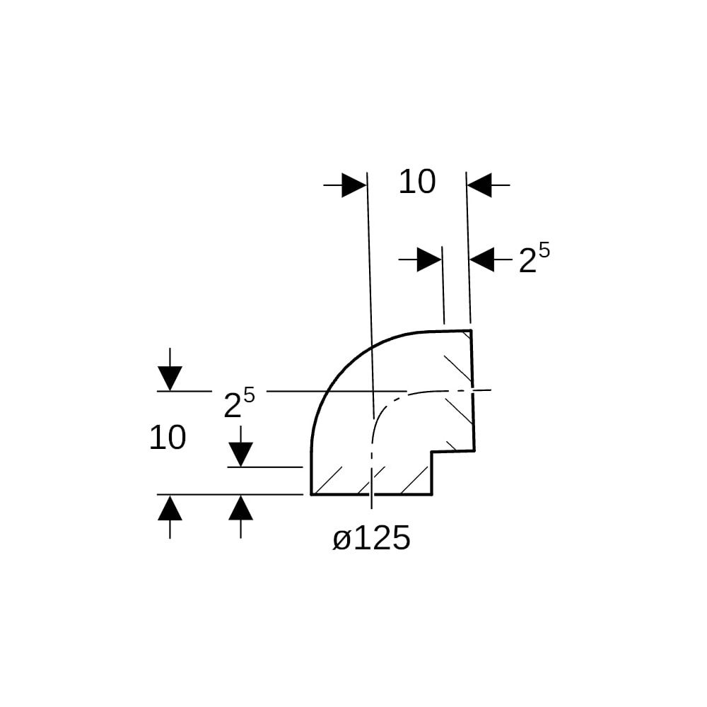 Geberit PE Bogen 88,5 Grad, Außendurchmesser 125mm... GEBERIT-368088161 4025416033431 (Abb. 5)