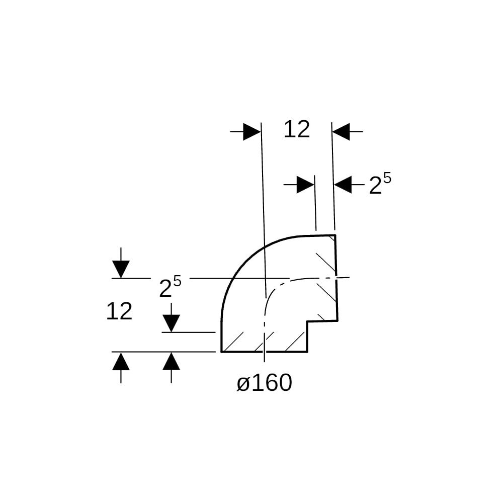 Geberit PE Bogen 88,5 Grad, Außendurchmesser 160mm... GEBERIT-369088161 4025416034414 (Abb. 5)