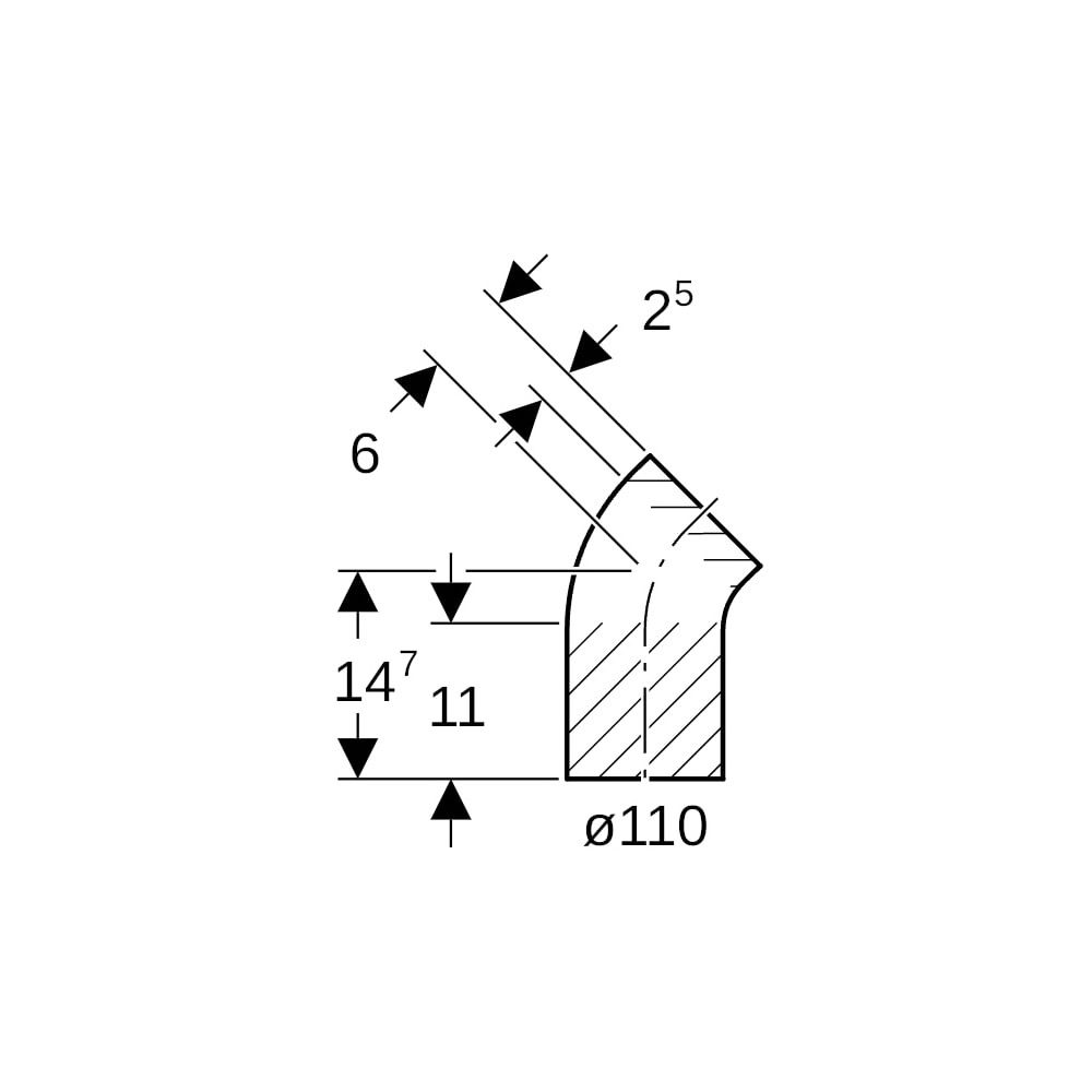Geberit PE Bogen mit langem Schenkel 45 Grad, Außendurchmesser 110mm... GEBERIT-367046161 4025416030553 (Abb. 5)