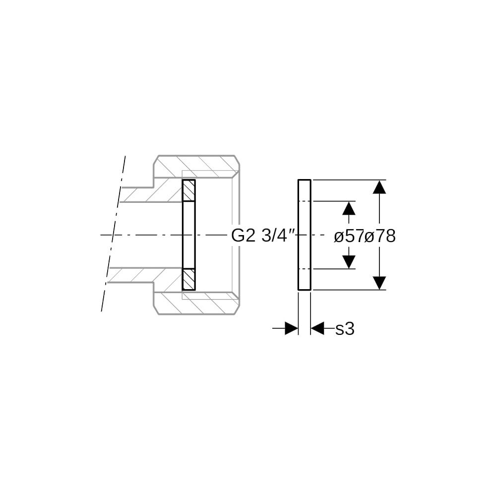 Geberit Mapress Flachdichtung AD 78mm, ID 57mm, Stärke 3mm, G 2 3/4", EPDM, Schwarz... GEBERIT-90079 4064746057472 (Abb. 4)