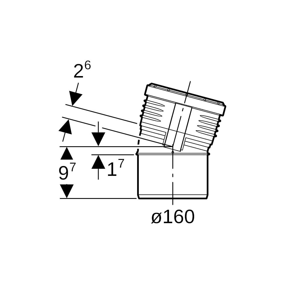 Geberit Silent-PP Bogen 15 Grad, Außendurchmesser 160mm... GEBERIT-390720141 4025416084068 (Abb. 5)