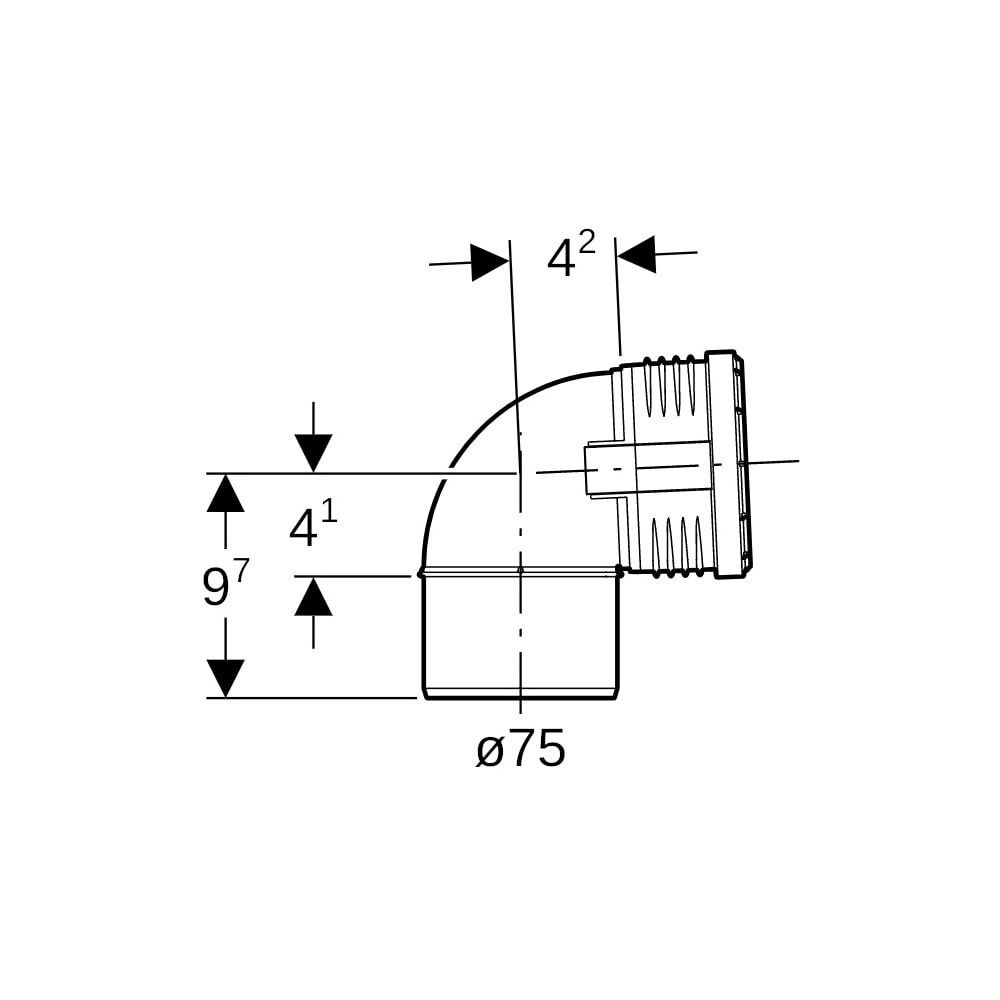 Geberit Silent-PP Bogen 87,5 Grad, Außendurchmesser 75mm... GEBERIT-390324141 4025416936749 (Abb. 5)