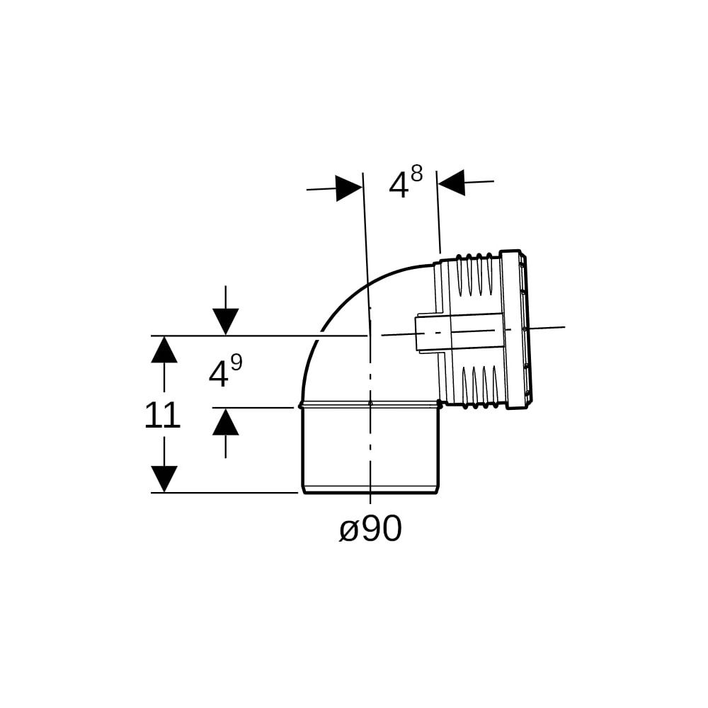 Geberit Silent-PP Bogen 87,5 Grad, Außendurchmesser 90mm... GEBERIT-390424141 4025416937036 (Abb. 5)