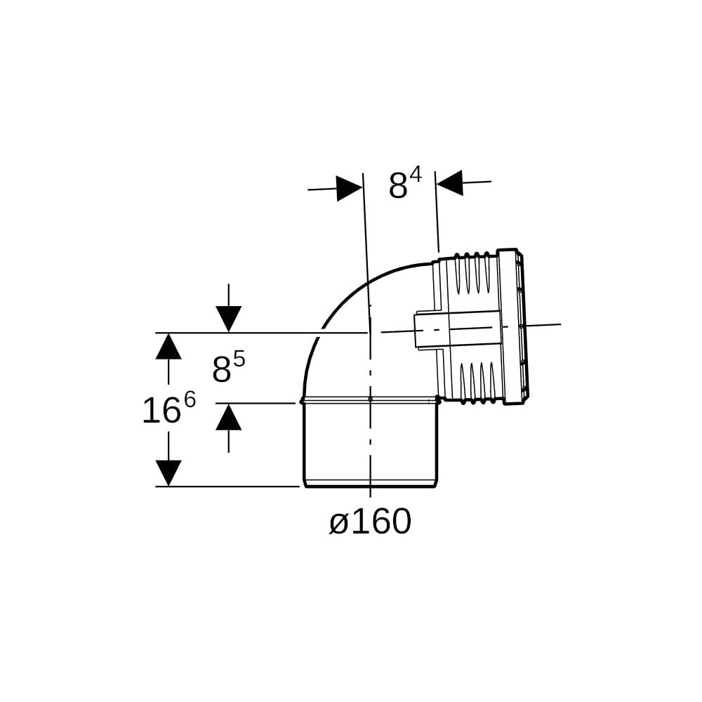 Geberit Silent-PP Bogen 87,5 Grad, Außendurchmesser 160mm... GEBERIT-390724141 4025416084136 (Abb. 5)