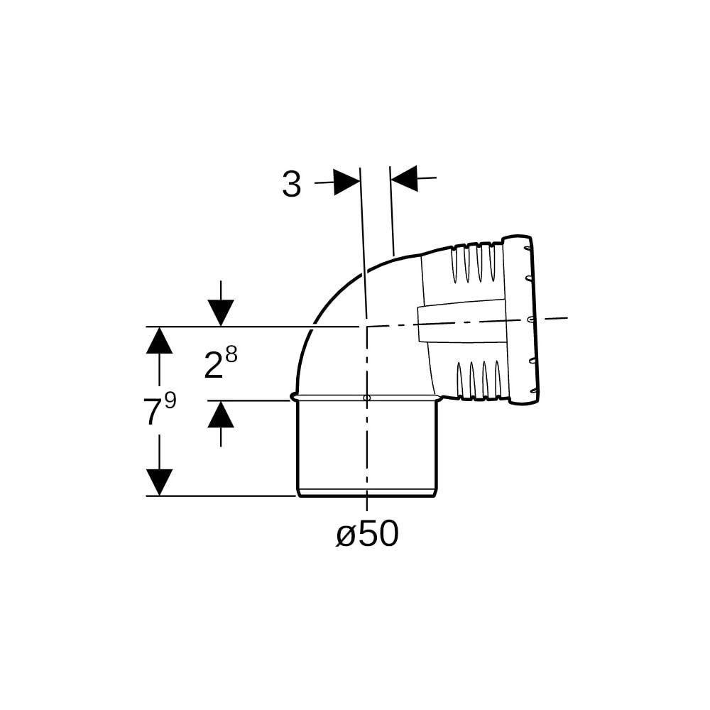 Geberit Silent-Pro Bogen 87,5 Grad, Außendurchmesser 50mm... GEBERIT-393224141 4025416446248 (Abb. 5)