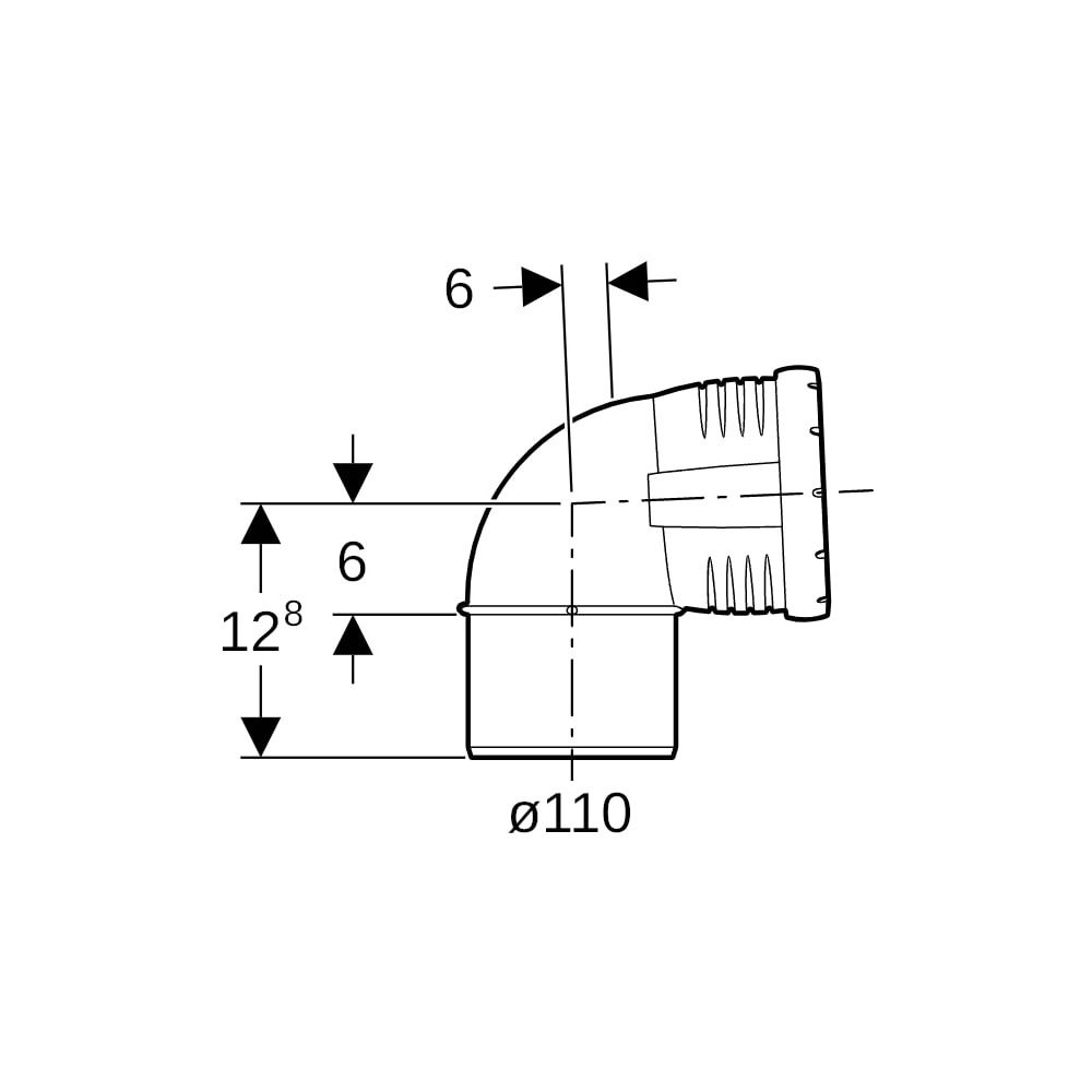Geberit Silent-Pro Bogen 87,5 Grad, Außendurchmesser 110mm... GEBERIT-393524141 4025416446484 (Abb. 5)