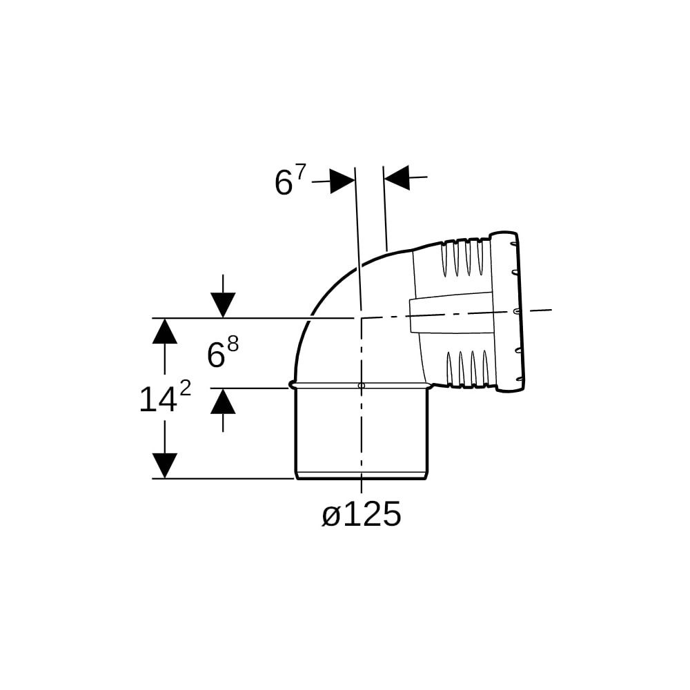 Geberit Silent-Pro Bogen 87,5 Grad, Außendurchmesser 125mm... GEBERIT-393624141 4025416452232 (Abb. 5)