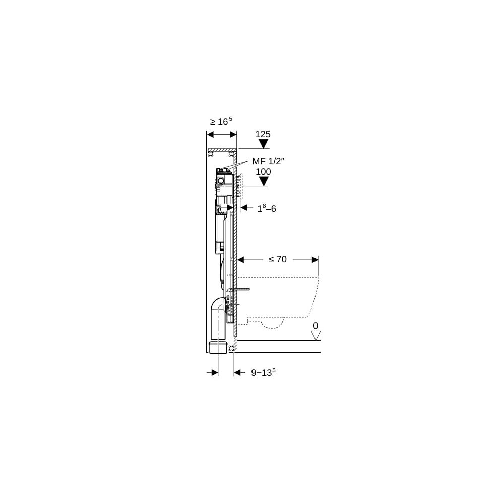 Geberit GIS Element für Wand-WC, 125cm, mit Sigma UP-Spülkasten 12cm, mit HS50 Hygie... GEBERIT-461213002 4064746032950 (Abb. 5)