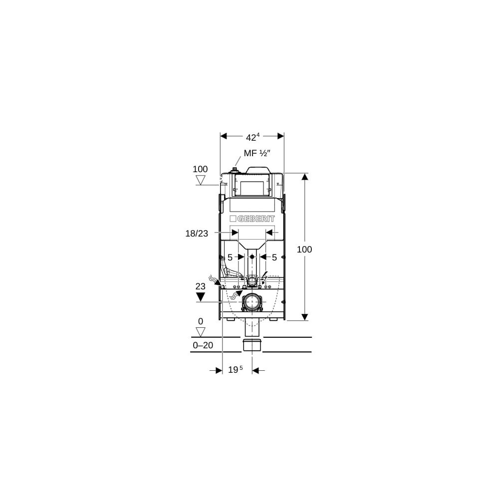 Geberit GIS Element für Wand-WC, 125cm, mit Sigma UP-Spülkasten 12cm, mit HS50 Hygie... GEBERIT-461212002 4064746032943 (Abb. 4)