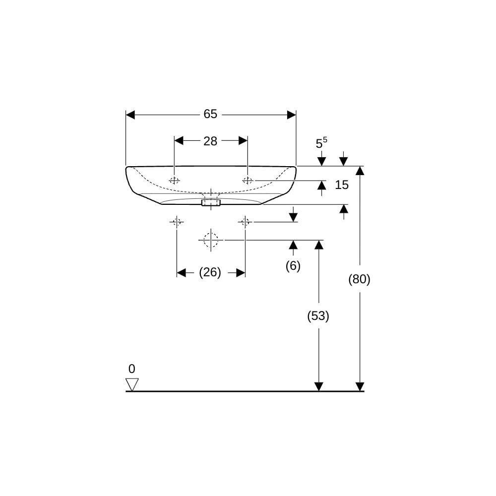 Geberit Renova Comfort Waschtisch barrierefrei, Breite 65cm, Tiefe 55cm, Hahnloch mi... GEBERIT-258567000 4022009344028 (Abb. 8)